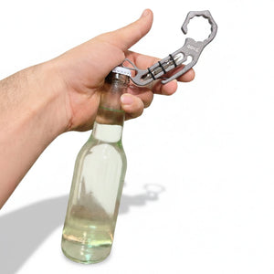 Stonewashed Stainless Steel Bottle Opener w/ Screwdriver - Bone Tactical LLC